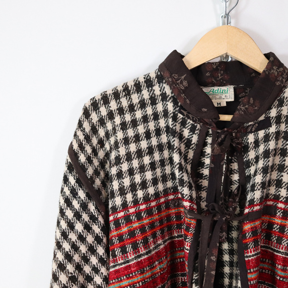 ❌SOLD❌vintage ethnic plaid woven wool jacket S/M - Picture 8 of 8
